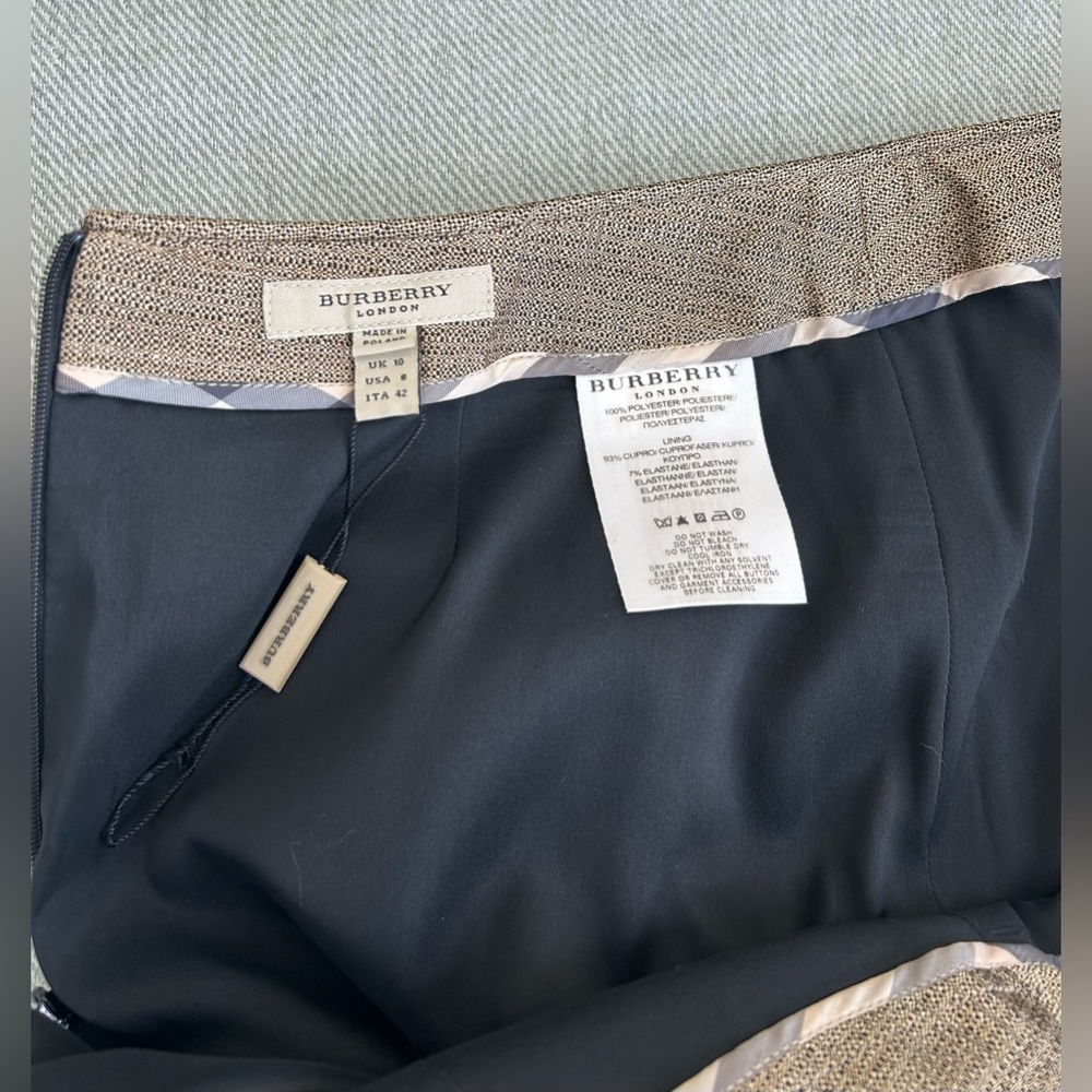 Burberry Women’s Brown Metallic Mini Skirt Lined Authentic Sz 8 NEW - Picture 9 of 12